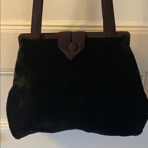 Norma Kamali Black Velour Fur 1980-1989 Bag